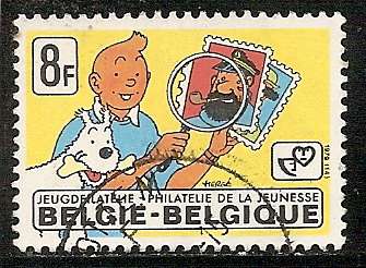 1979 8f  "Tintin" with Dog, Stamps & Magnifier