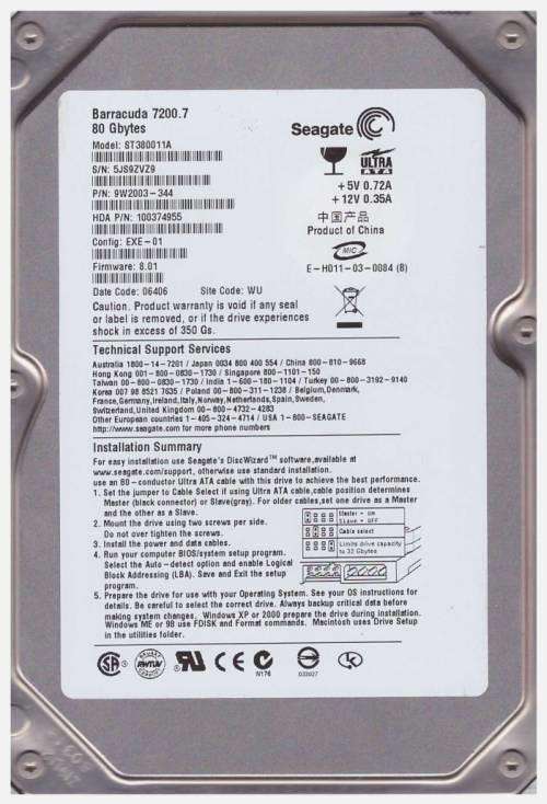 80 GIG Seagate IDE desktop HDD 3.5