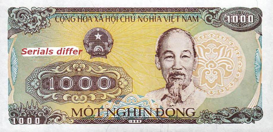 Vietnam 1000 Dong 1988 UNC