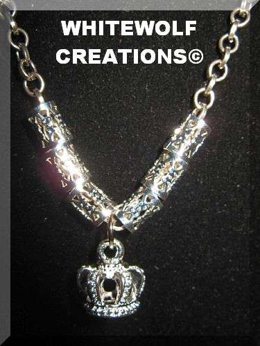 SILVER 2 CM CROWN ON 52 CM CHAIN - BID NOW!!