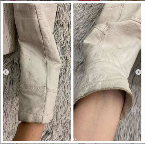 Softest Leather Creamy Beige Racer Jacket by Raphael Leather of Italy