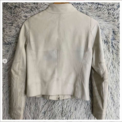 Softest Leather Creamy Beige Racer Jacket by Raphael Leather of Italy