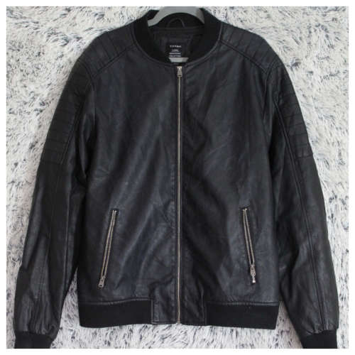 Men's Black Leather Jacket by Italian Brand Tiffosi
