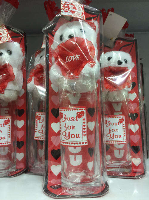 Valentines Teddy and Glass set