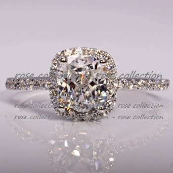 Spectacular 2 Carat Simulated Cushion Cut Diamond Ring
