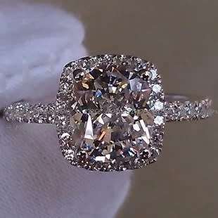 Spectacular 2 Carat Simulated Cushion Cut Diamond Ring