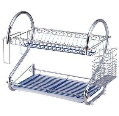 2 Layer Stainless Steel Dish Rack Cutlery Organiser