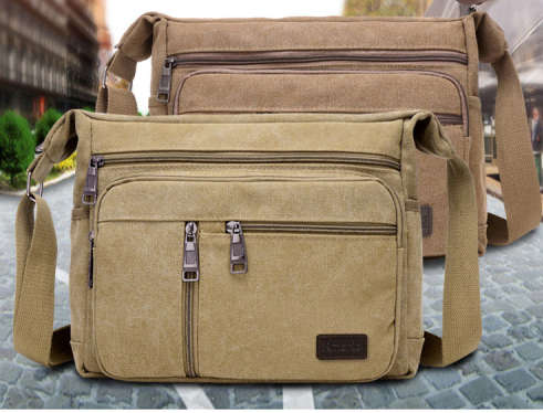 Vintage Canvas Crossbody / Shoulder Messenger Bag