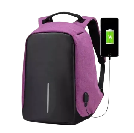 Anti-Theft Backpack with USB Port - Purple