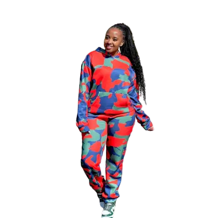 Camouflage Hooded Tracksuit Set - L