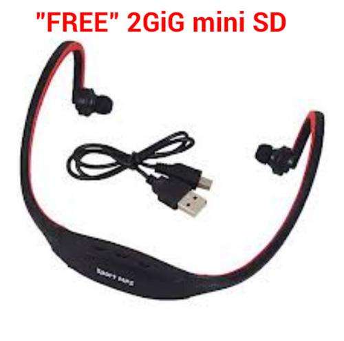 "FM "Wireless MP3 Player headset with"FREE 2 Gig mini SD Card"
