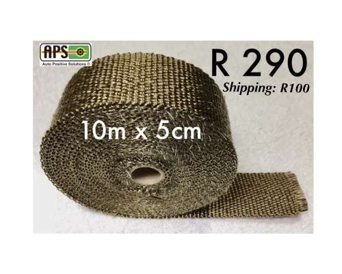 10m Titanium Exhaust Heat Wrap - gold colour manifold tape for headers