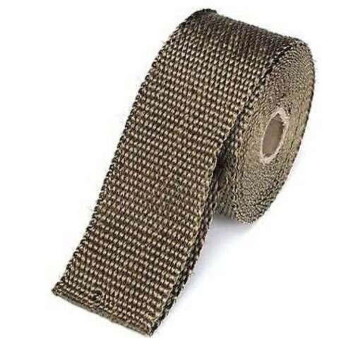 5m Titanium Lava Rock Exhaust Heat Wrap, gold colour manifold heat tape.