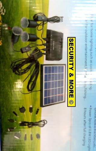 8W Solar Lighting System with 3 LED Globes & Cellphone Charger  Includes Power Bank- Excellent !