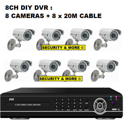 DEMO STOCK SALE : 8CH DIY DVR + 8 CAMERAS + 8 x 20M CABLE