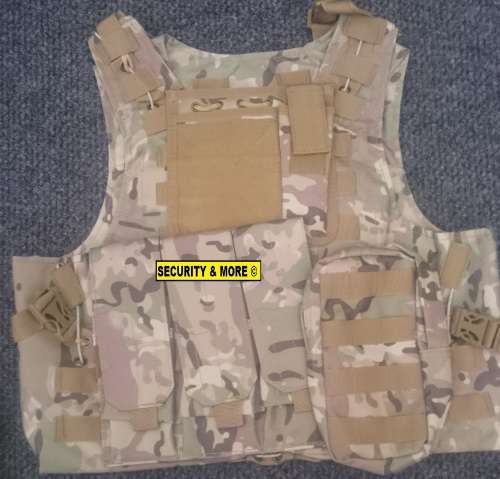 TACTICAL VEST WITH SPACE FOR BALLISTIC PLATES | ONE SIZE FITS ALL | BLACK/CAMMO/GREEN