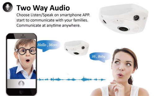 360 DEGREE IP CAMERA VR CAM 3D | WIFI | ANDROID/APPLE APP | 2 WAY INTERCOM | VIEW FROM SMART DEVICE