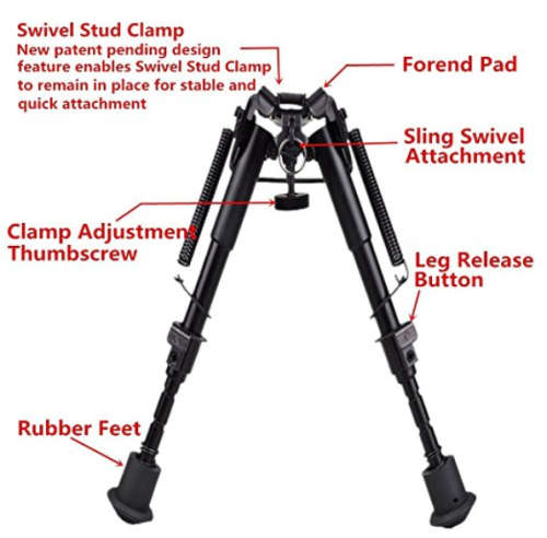 SPRING BIPOD FOR AIR RIFLE | FOLDING BIPOD