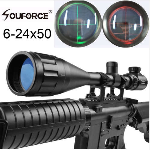 Beileshi 6-24X50AOEG Green Red Mil Dot / Rangefinder Reticle Tactical Rifle Scope