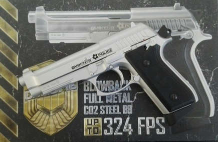 GUERRILLA Police PT92 Chrome Co2 Gas Gun | (4.5mm / .177 BB)