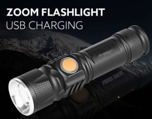 Adjustable LED Torch With Zoom 1000LM USB Rechargeable Flashlight Torch