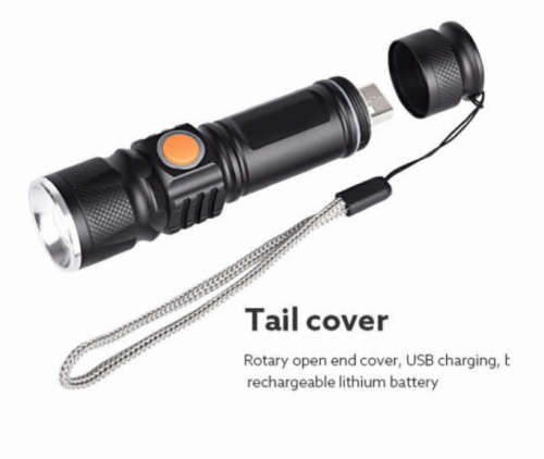 Adjustable LED Torch With Zoom 1000LM USB Rechargeable Flashlight Torch