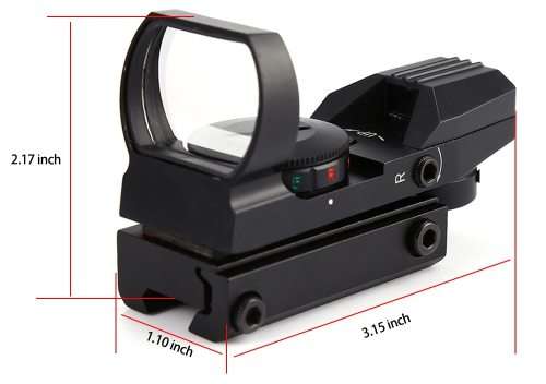 Beileshi 20mm (Picatinny) Rail Green/Red Dot Sight Hunting Tactical Holographic 1x22x33 Reflex Scope