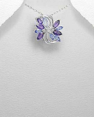 NATURAL EARTH-MINED GENUINE TANZANITE & AMETHYST PENDANT CRAFTED IN 925 STERLING SILVER