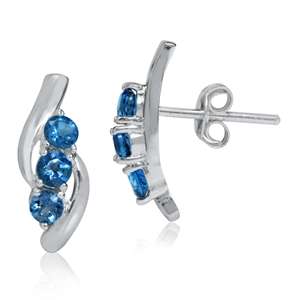 GENUINE HIGHLY SOUGHT AFTER LONDON BLUE TOPAZ EARRINGS CRAFTED IN .925 STERLING SILVER