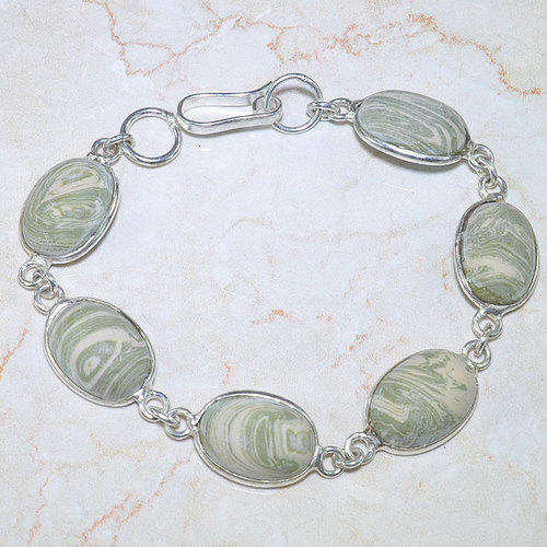 "CLEARANCE SALE!" GENUINE MOSAIC JASPER BRACELET CRAFTED IN 925 STERLING SILVER