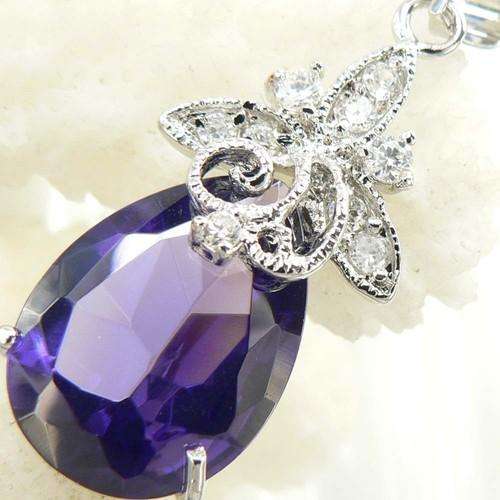 *CLEARANCE SALE* AMYTHEST QUARTZ PEAR CUT PENDANT IN 925 STERLING SILVER