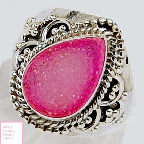 GENUINE GALLANT AGATE DRUZY RING IN HALLMARKED 925 STERLING SILVER