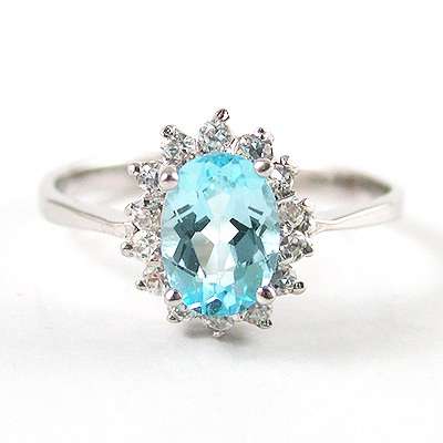 GENUINE NATURAL BLUE TOPAZ CLUSTER RING CRAFTED IN 925 STERLING SILVER