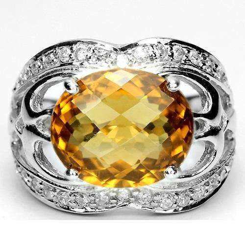 "A RARE GEM" "GENUINE GOLD QUARTZ  RING  IN  .925 STERLING SILVER