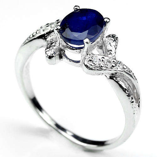 WOW R1 START!!! GENUINE  BLUE SAPPHIRE RING CRAFTED IN SOLID .925 STERLING SILVER