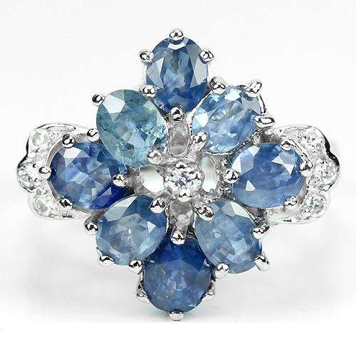 LARGE 3.65 CT GENUINE BLUE SAPPHIRE RING IN .925 STERLING SILVER