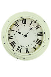 "DECOR HAS FOUND A NEW HOME!"  LARGE WHITE DISTRESSED LOOK WALL CLOCK