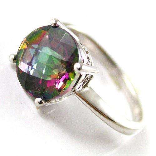 "MAGICAL COLOURS" GENUINE NATURAL MYSTIC TOPAZ RING IN .925 STERLING SILVER