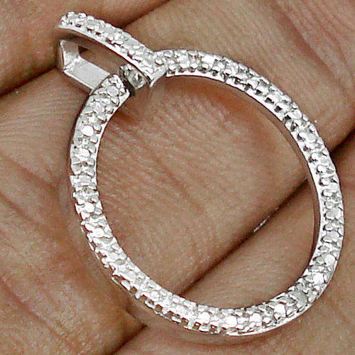 GENUINE WHITE DIAMOND CIRCLE OF LOVE PENDANT  IN SOLID .925 STERLING SILVER
