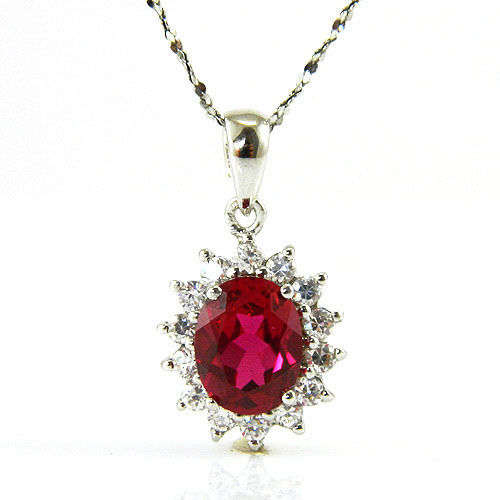 RED PIGEON BLOOD RUBY OVAL CUT PENDANT CRAFTED IN SOLID .925 STERLING SILVER