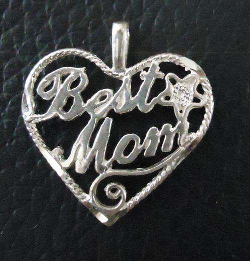 STUNNING "BEST MOM" WITH cz STONE PENDANT IN SILVER