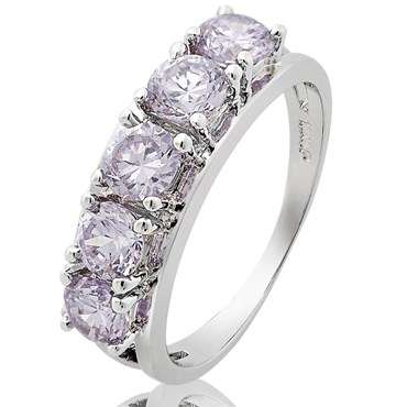 TANZANITE CUBIC ZIRCONIA ETERNITY RING CRAFTED IN WHITE GOLD PLATING SIZE 8