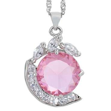 EXQUISITE LARGE PENDANT - FREE CHAIN  INCLUDED - CR PINK &WHITE SAPPHIRE PENDANT