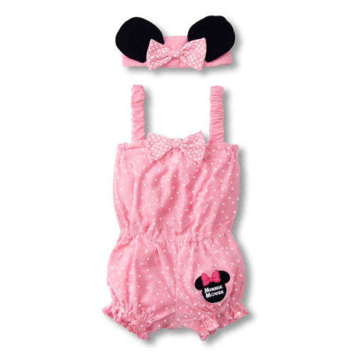 BRAND NEW  MINNIE MOUSE BABY PLAYSUIT & HEADBAND - VARIOUS SIZES