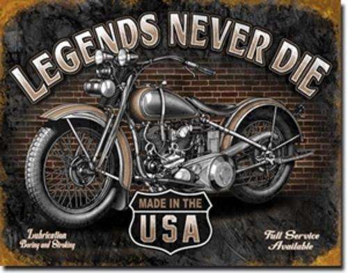 Legends Never Die Harley Tin Pub Sign 20X30CM Free Shipping