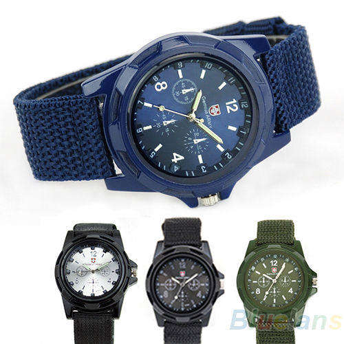 GEMIUS MILITARY ARMY QUARTZ WATCH WITH CANVAS ARM STRAP IN GREEN