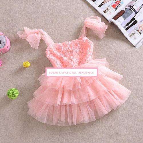 FULLY IMPORTED - PRETTY PINK DRESS PERFECT FOR PARTIES/FORMAL WEAR - S  AGE 6 - 9 MONTHS