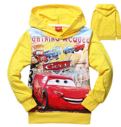 BRIGHT YELLOW CARS LIGHTNING MCQUEEN HOODIE  - AGE 5 - 6 YEARS