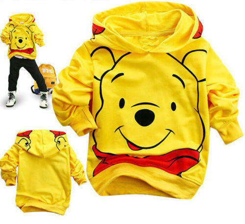 BRIGHT YELLOW WINNIE THE POOH BEAR HOODIE  - AGE 4- 5  YEARS