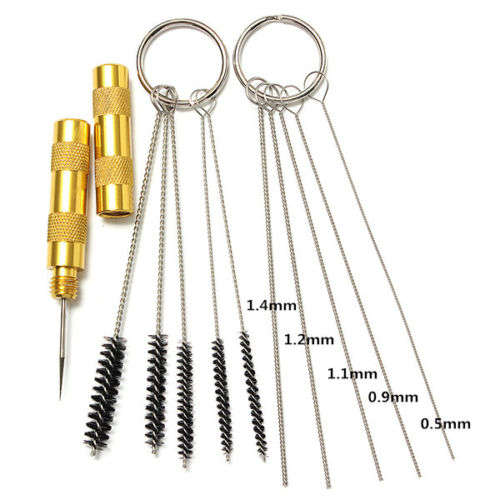 11 PCS HIGH QUALITY UNIVERSAL AIRBRUSH SPRAY CLEANING REPAIR TOOL KIT - S/STEEL NEEDLE BRUSH SET